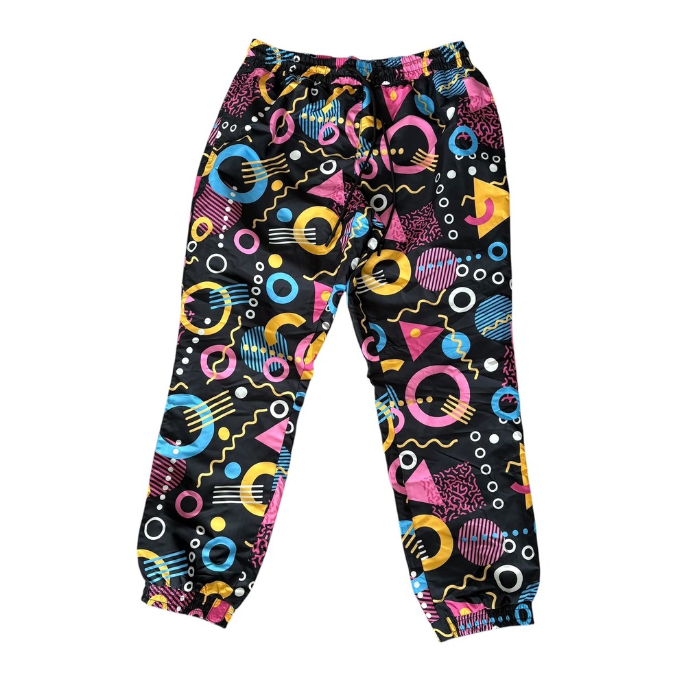 Retro 80s Style Memphis Design Athletic Windbreaker Jogger Track Pants L NWT